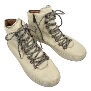 Frye Lena Hiker Sneakers Boots Leather High Top Lace Up Ivory Womens 9.5